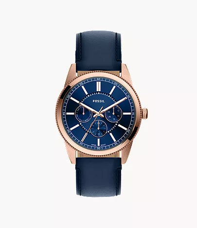 Pearson 42mm Multifunction Navy Leather Watch
