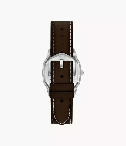 Harlow 33mm Three-Hand Brown Leather Watch