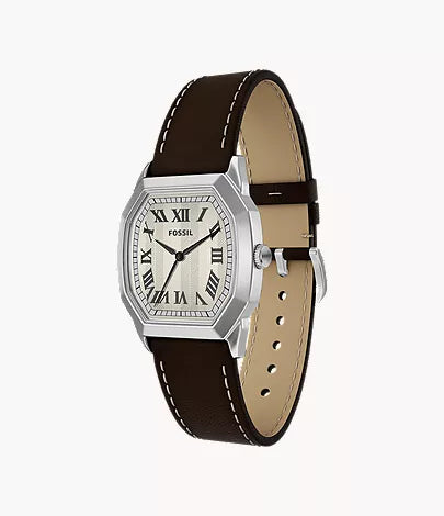 Harlow 33mm Three-Hand Brown Leather Watch