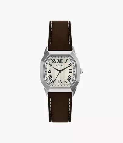 Harlow 33mm Three-Hand Brown Leather Watch