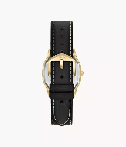 Harlow 33mm Three-Hand Black Leather Watch