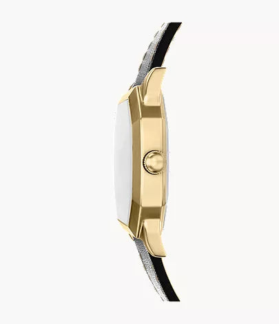 Harlow 33mm Three-Hand Black Leather Watch
