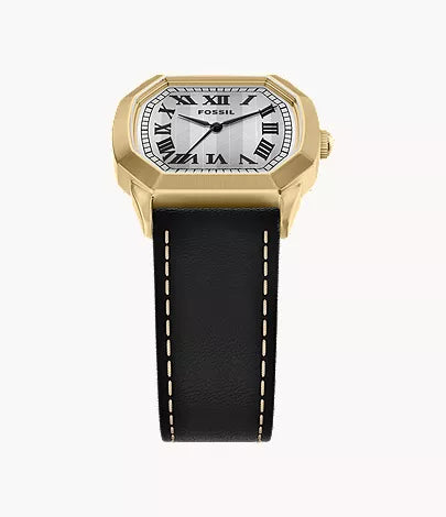 Harlow 33mm Three-Hand Black Leather Watch