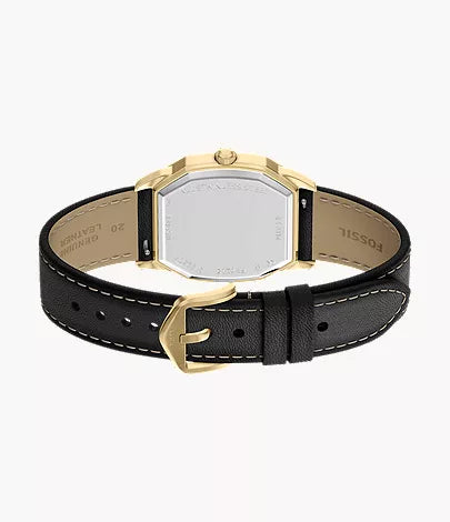 Harlow 33mm Three-Hand Black Leather Watch