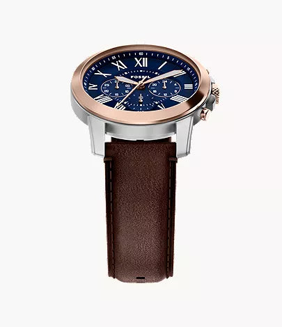 Grant 44mm Chronograph Brown Leather Watch
