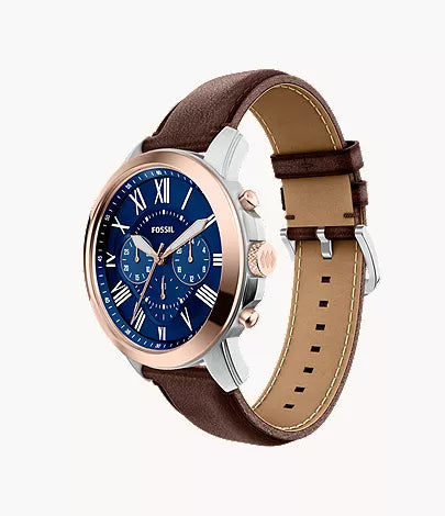 Grant 44mm Chronograph Brown Leather Watch