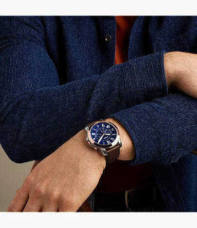Grant 44mm Chronograph Brown Leather Watch
