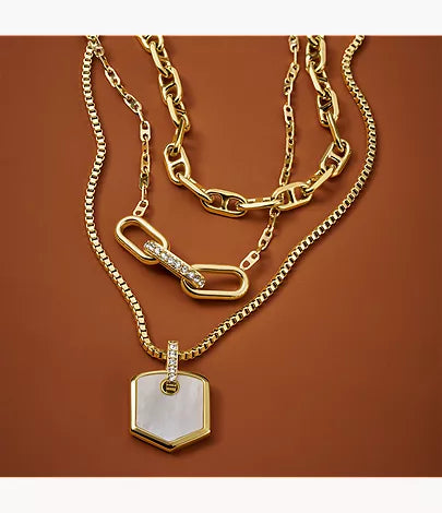 Heritage D-Link Gold-Tone Brass Anchor Chain Necklace