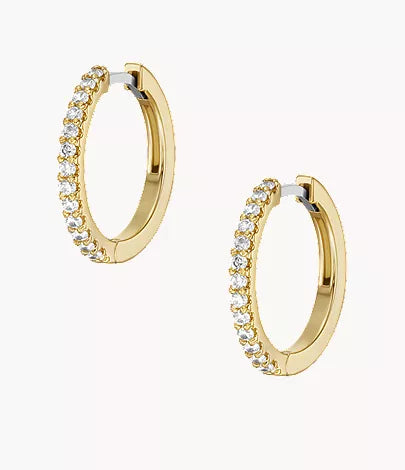Ellis Pavé Glitz Gold-Tone Brass Hoop Earrings