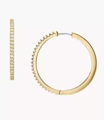 Ellis Pavé Glitz Gold-Tone Brass Hoop Earrings