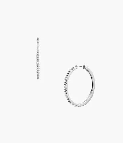 Ellis Pavé Glitz Silver-Tone Brass Hoop Earrings