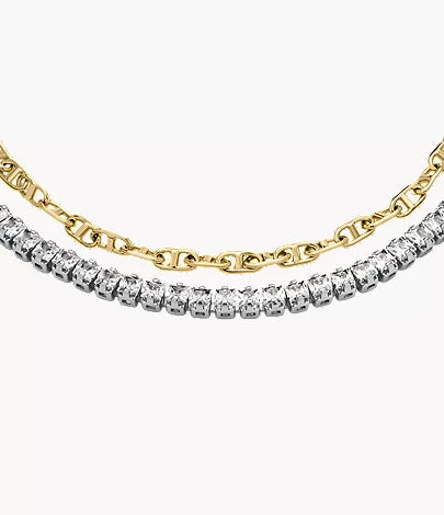 Heritage D-Link Glitz Two-Tone Stainless Steel Tennis Bracelet