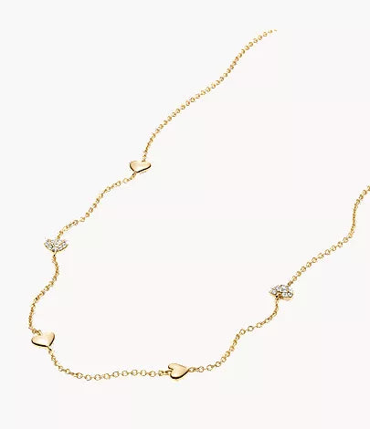 Sutton Heartbeat Gold-Tone Brass Station Necklace