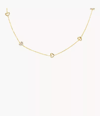 Sutton Heartbeat Gold-Tone Brass Station Necklace