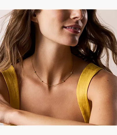 Sutton Heartbeat Gold-Tone Brass Station Necklace