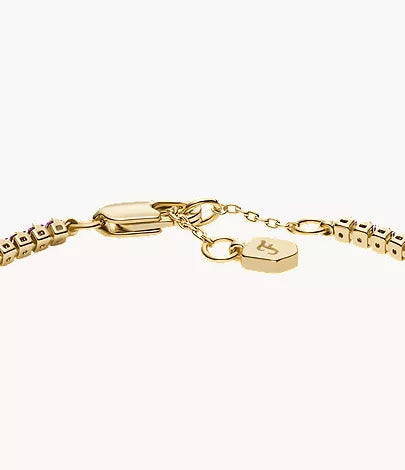 Ellis Pavé Glitz Amethyst Color Gold-Tone Brass Tennis Chain Bracelet