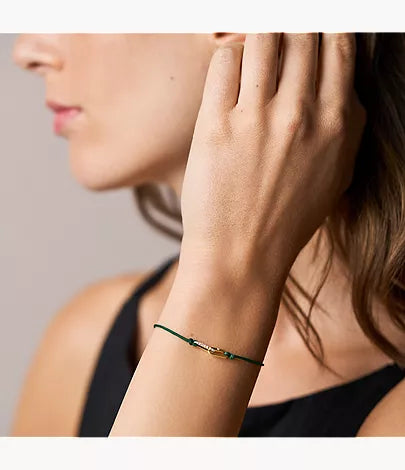 Sutton Mini Moments Green Gold-Tone Brass Pavé Link Bracelet