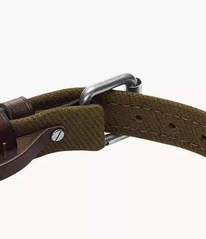 Everett Color Pop Green And Brown Leather Strap Bracelet