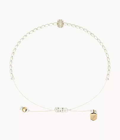 Sutton Mini Moments White Acrylic Pearl Beaded Rondelle Bracelet