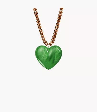 Resin Collection Green Resin Heart Pendant Necklace