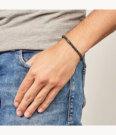 Everett Beaded Black Semi-Precious Bracelet