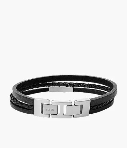 Black Multi-Strand Leather Bracelet