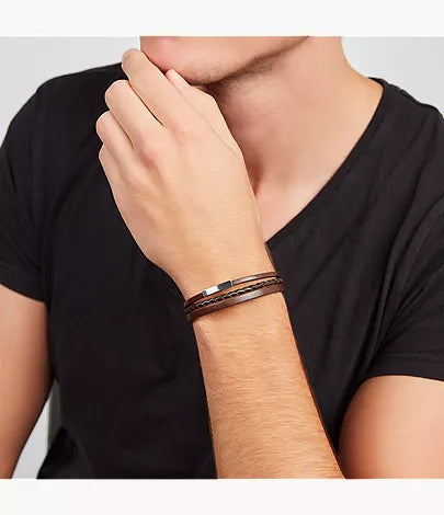 Brown Multi-Strand Leather Bracelet