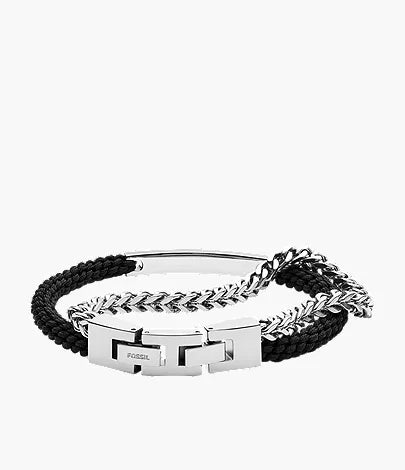 Ellis Black Nylon and Stainless Steel Double-Strand Bracelet