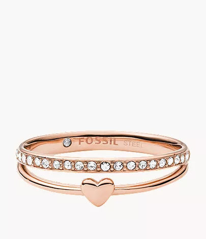 Sutton Hearts To You Rose Gold-Tone Stainless Steel Band Ring
