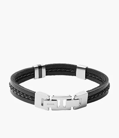 Leather Essentials Black Leather Multi-Strand Bracelet