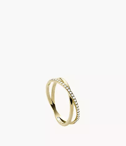 Ellis Pavé Glitz Gold-Tone Stainless Steel Band Ring