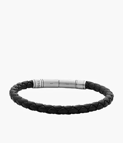 Woven Black Skinny Braided Leather Bracelet R7