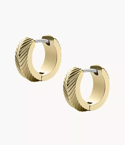 Harlow Linear Texture Gold-Tone Stainless Steel Huggie Hoop Earrings