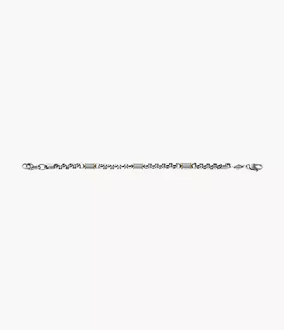 Machine Knurled Texture Two-Tone Stainless Steel Chain Bracelet