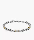 Machine Knurled Texture Two-Tone Stainless Steel Chain Bracelet