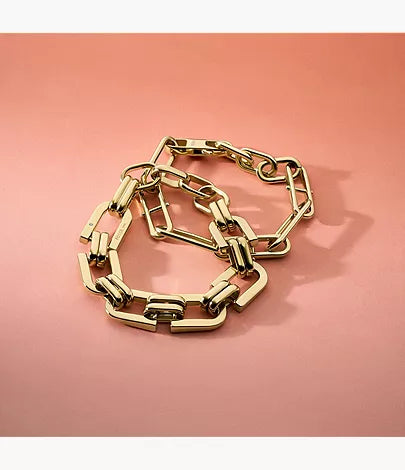 Heritage D-Link Gold-Tone Stainless Steel Chain Bracelet