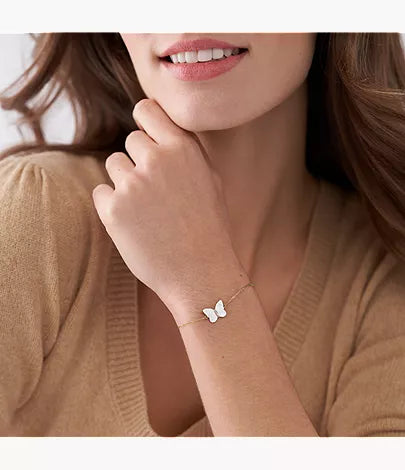 Sutton Radiant Wings White Mother-of-Pearl Butterfly Chain Bracelet