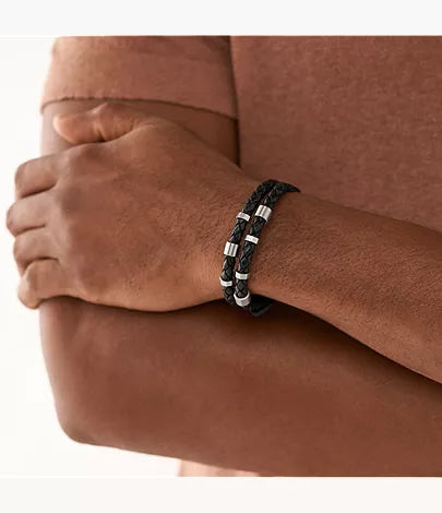 Leather Essentials Black Leather Strap Bracelet