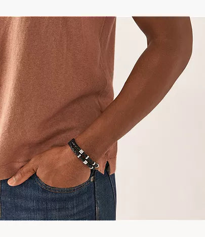 Leather Essentials Black Leather Strap Bracelet