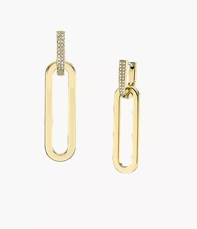 Heritage D-Link Glitz Gold-Tone Stainless Steel Drop Earrings