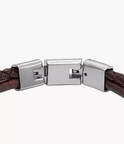 Machine Knurled Texture Brown Leather Multi-Strand Bracelet