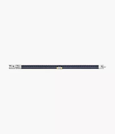 Machine Knurled Texture Navy Leather Multi-Strand Bracelet