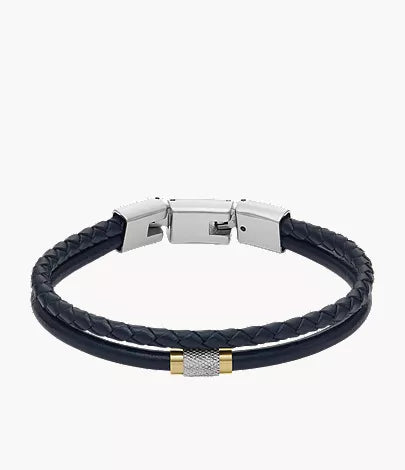 Machine Knurled Texture Brown Leather Multi-Strand Bracelet K5