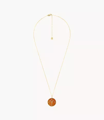 Aries Sutton Zodiac Gold-Tone Stainless Steel Red Carnelian Pendant Necklace