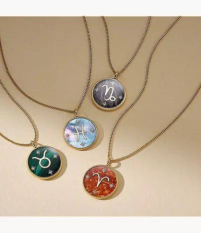 Aries Sutton Zodiac Gold-Tone Stainless Steel Red Carnelian Pendant Necklace