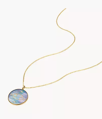 Cancer Sutton Zodiac Gold-Tone Stainless Steel Black Mother-of-Pearl Pendant Necklace