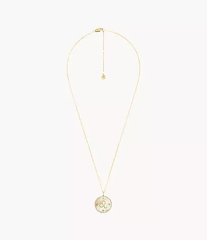 Leo Sutton Zodiac Gold-Tone Stainless Steel Gold Mother-of-Pearl Pendant Necklace