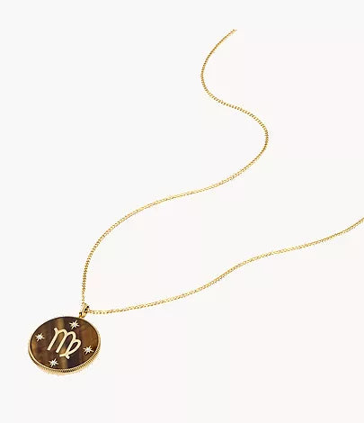 Virgo Sutton Zodiac Gold-Tone Stainless Steel Tiger's Eye Pendant Necklace