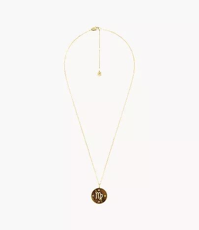Virgo Sutton Zodiac Gold-Tone Stainless Steel Tiger's Eye Pendant Necklace