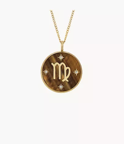 Aries Sutton Zodiac Gold-Tone Stainless Steel Red Carnelian Pendant Necklace O1